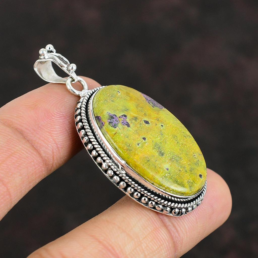 Подвеска из стихтита, серебряная подвеска 925 пробы, ювелирное украшение ручной работы, подвеска из драгоценного камня, красивые ювелирные изделия из стихтита, подарки для мамы, абсолютно новый кулон