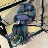 100% Wool Women's Scarf: 2024 Spring/Autumn Korean Style Plaid Shawl