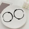 2Pcs/Set Alloy Star Moon Charm Couple Bracelet Magnetic Suction Ball Braided Rope Adjustable Boyfriend Girlfriend Matching Bracelets