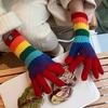 Korean New Rainbow Gloves for Women In Winter Warm Wool Half Finger Gloves American Street Fashion Versatile Cycling Trend