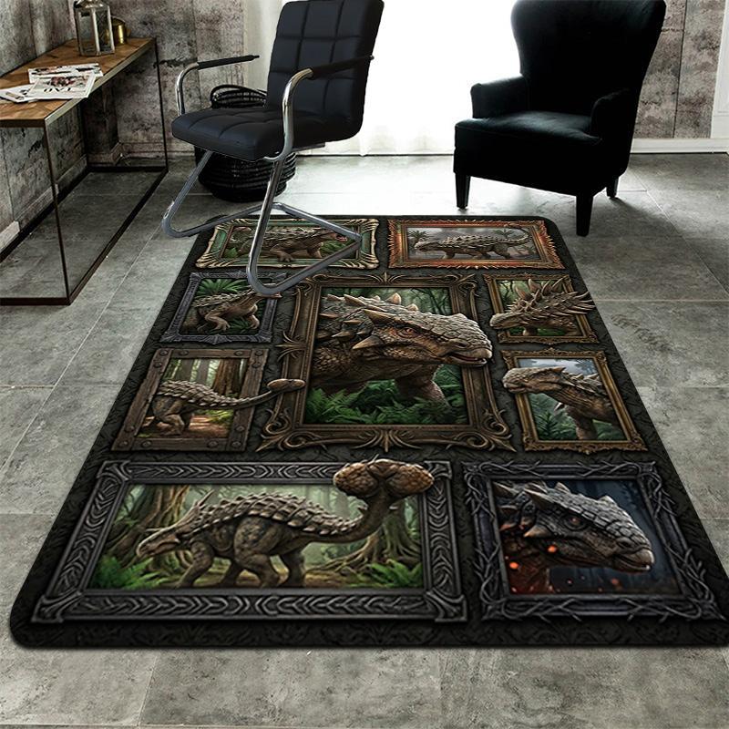 Prehistoric Dinosaurs Pattern Rug Floor Mat for Living Room or Bedroom Soft and Comfortable Carpet a Gift for Birthday and Holiday.
