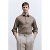H M sliM Fit stretcH sHirt Dark Beige