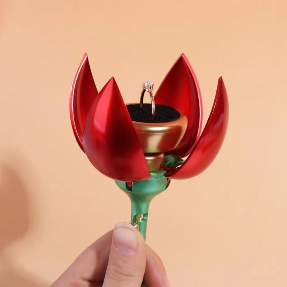 Waterproof Flower Ring Box Elegant Auto Blooming Ring Box Proposal Ring Box  Engagement