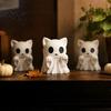 Нераскрашенная фигурка Хэллоуинский Кот-Призрак, 3D-печатное украшение, Белое настольное украшение, Милая фигурка для дома, офиса, стола