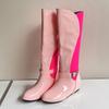 Women's flat-bottomed boots autumn and winter new large-size medium boots solid color versatile casual inner heel boots
