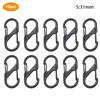 10Pcs Stainless Steel S Type Carabiner With Lock Keychain Hook Camping Key-Lock