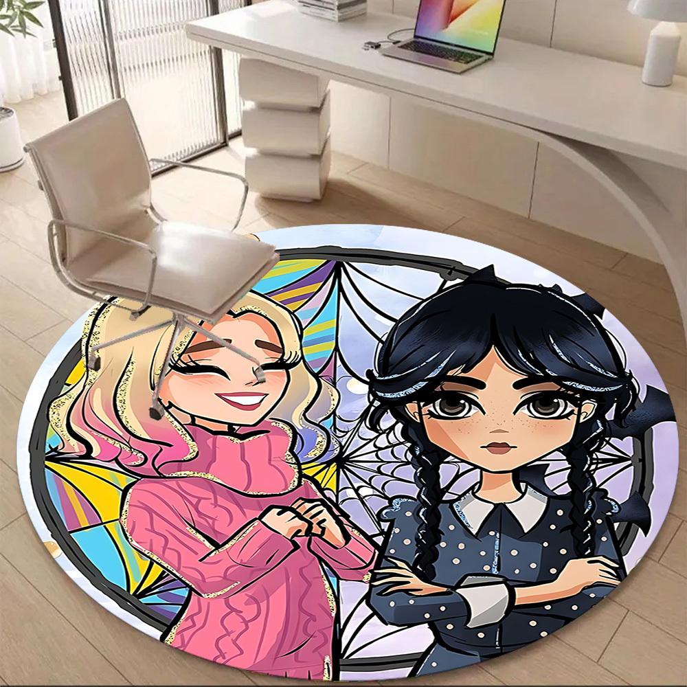 1PC Wednesday Office Round Area Rug, Indoor Mat Suitable For Office, Under Office Chairs Bedroom Living Room Home Decor, Room Deco110