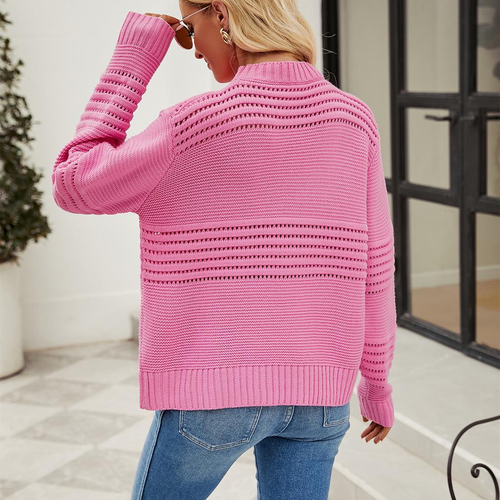 GMXIA Женские модные повседневные однотонные свободные свитера с воротником на осень и зиму с длинным рукавом и воротником-стойкой