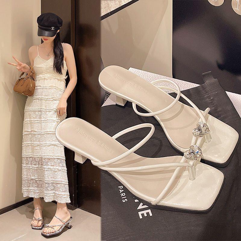 Water Diamond Toe Post Summer Flip Flops For Women Elegant Comfort With Rubber Outsole
