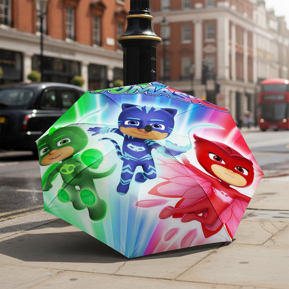1 шт. Автоматический складной зонт - Узор PJ Masks, Портативный и складной дизайн с 8 спицами, Рождественские и Дни Рождения Подарки