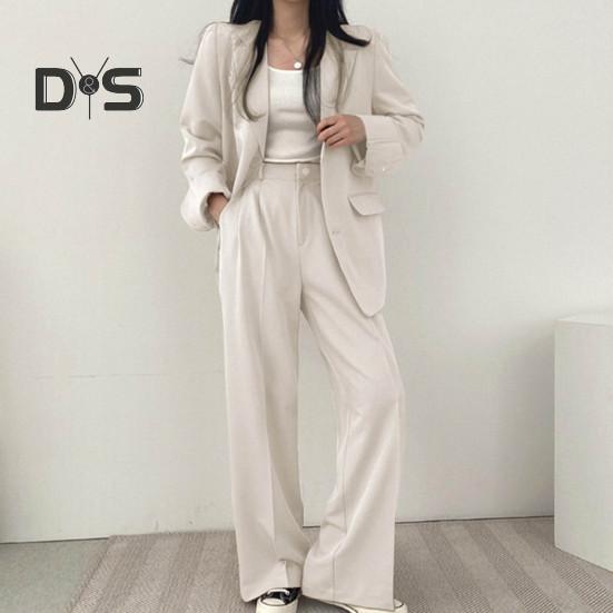 Женский комплект из 2 шт./компл., пальто, брюки, деловой стиль, однобортный кардиган с длинным рукавом и воротником-стойкой, высокая талия, широкие штаны, однотонный цвет