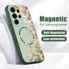 Магнитный Чехол Для Magsafe Для Samsung Galaxy S26 Ultra S25 Edge S24 Plus S23 FE S22 A17 A54 A55 A56 A57 5G Чехол С Рисунком Цветов Вишневой Розы