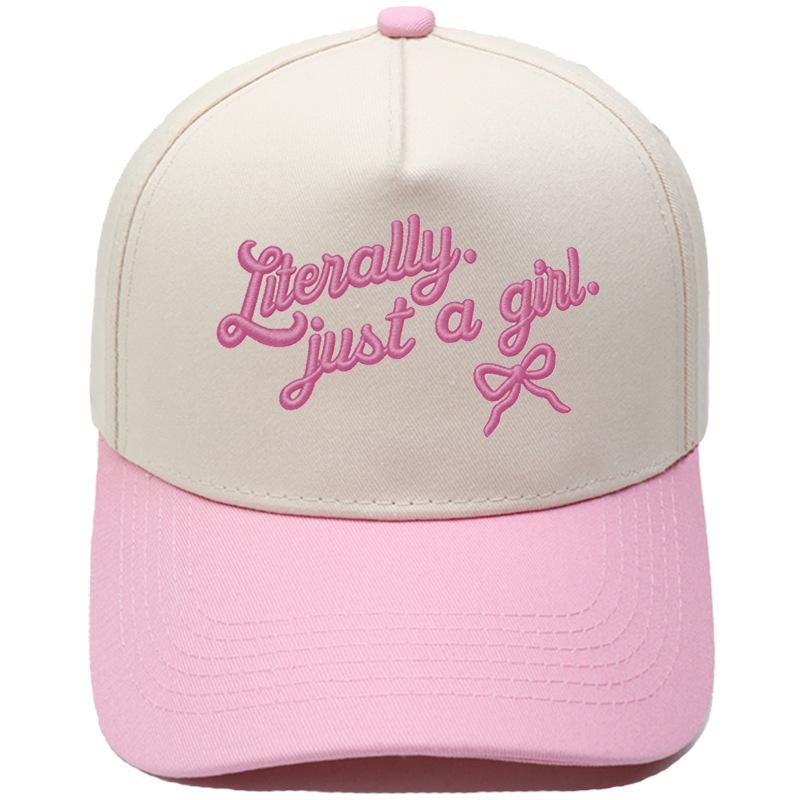 Just a girl bow three-dimensional embroidery truck driver hat color matching fun ladies visor