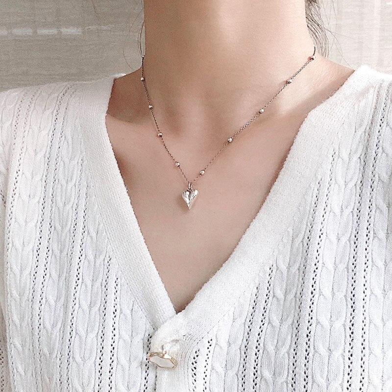 925 Sterling Silver LOVE Heart Necklace for Women Couple Accessories Fashion Vintage Simple Star Party Jewelry Wholesale