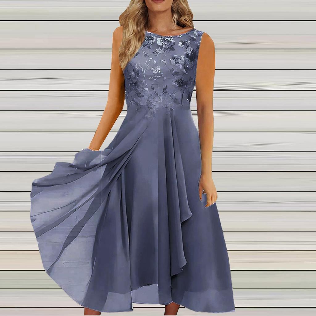 Женское платье Шифоновое элегантное кружевное лоскутное платье без рукавов с вырезами Вечернее платье подружки невесты
