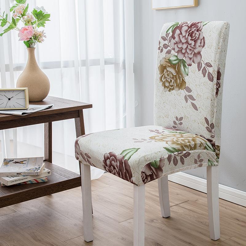 Elastic Floral Printed Chair Cover Stretch Polyester Seat Protector for Home Restaurant Dining 1 2 4 6 Pack