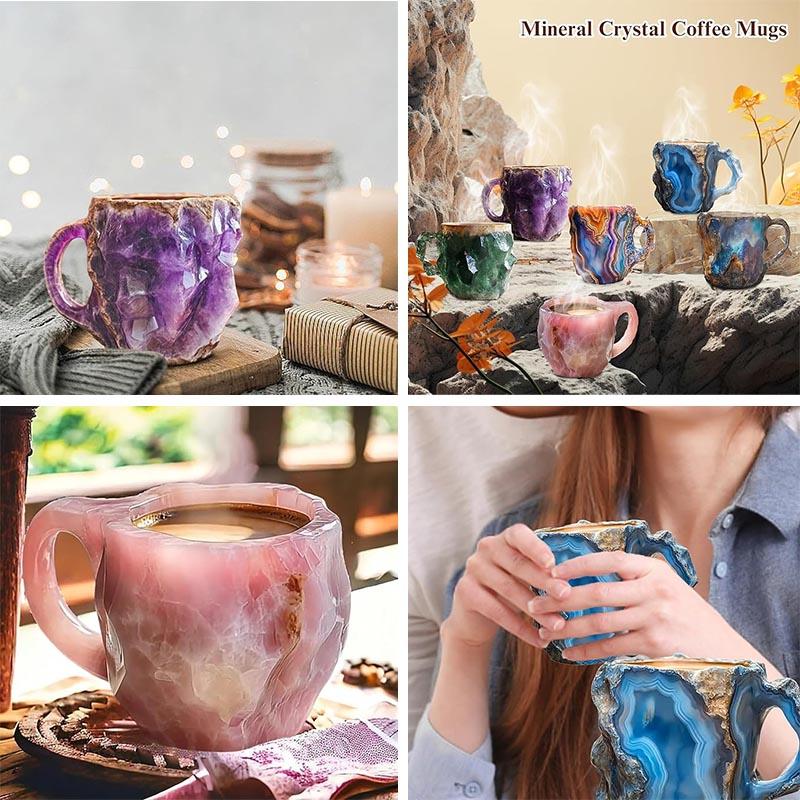 Роскошная кофейная кружка из минерального хрусталя, 8-цветная кружка из натурального оникса, новинка — кофейные чашки и кружки из минерального хрусталя, разноцветная кофейная кружка из агата