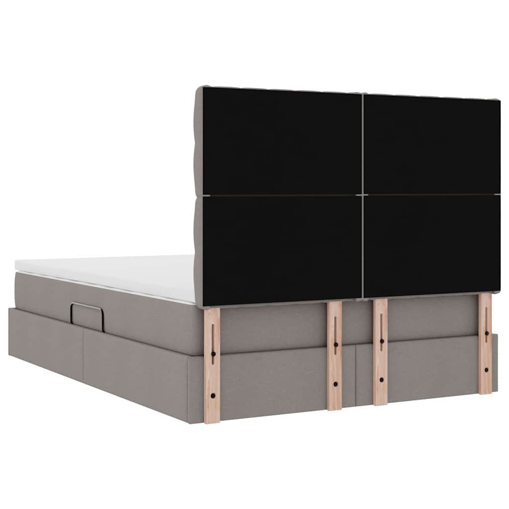 Storage Bed with Mattress Taupe 140 x 200 cm Polyester