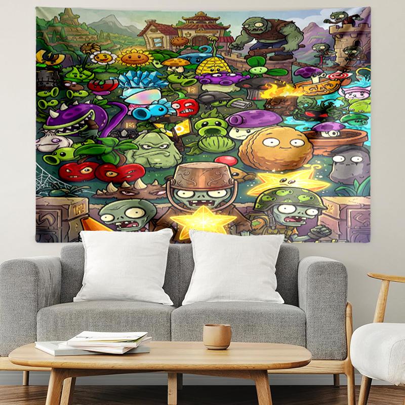 Plants VS Zombies Print Tapestry, Lightweight Wall Hanging, for Bedroom, Dorm, Living Room, Home Art Decor, Birthday Christmas Gift for Friends