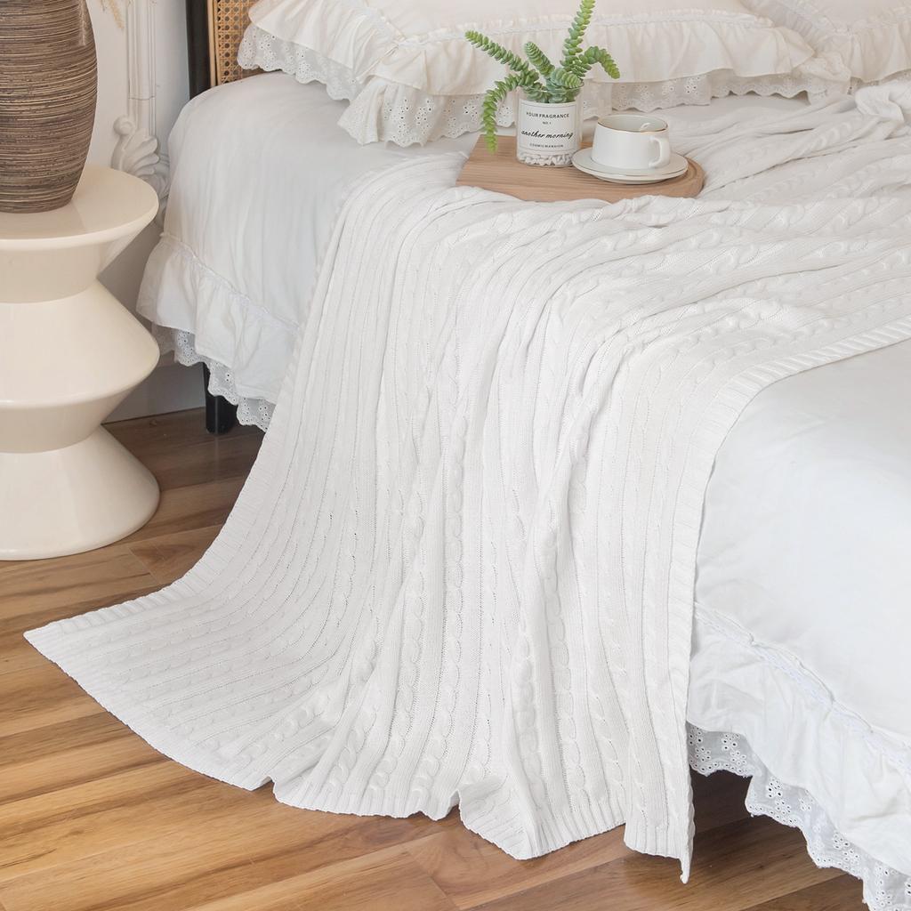 Декоративное одеяло для дивана Легкое уютное мягкое хлопковое вязаное одеяло для дивана на все времена года