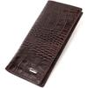 Vertical Open Wallet Made of Genuine Leather with Crocodile Effect CANPELLINI 21905 Brown