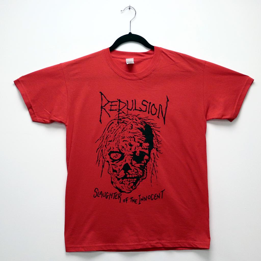 Repulsion Slaughter Of The Innocent Red T-shirt Death Thrash Metal