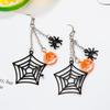 Halloween Retro Orange Pumpkin Gothic Spider On Web Dangle Earrings Party Ornament Gift For Cuties Women Teen