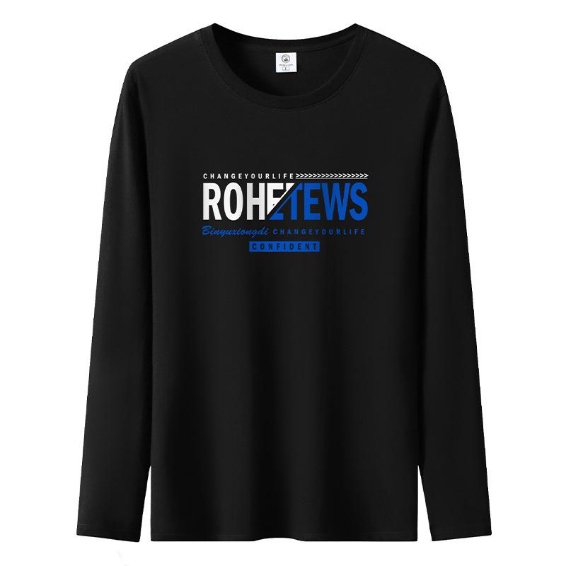 Осенне-зимняя повседневная мужская футболка с длинным рукавом из чистого хлопка S-5XL Мужская толстовка