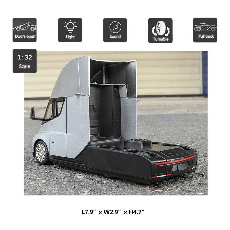 1/32 Tesla Trailer Литая модель игрушечного автомобиля для детей, коллекция для мальчиков