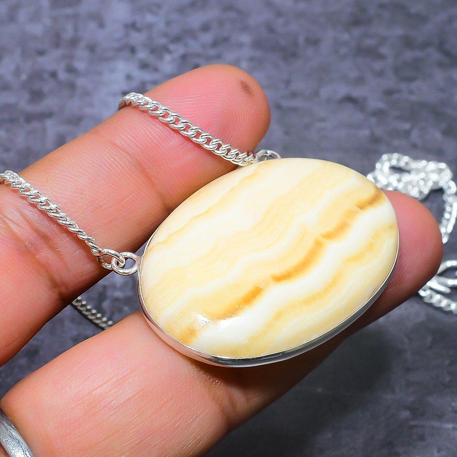 Натуральный кальцит агат драгоценный камень 925 стерлингового серебра ювелирные изделия ожерелье 18 дюймов K3c64