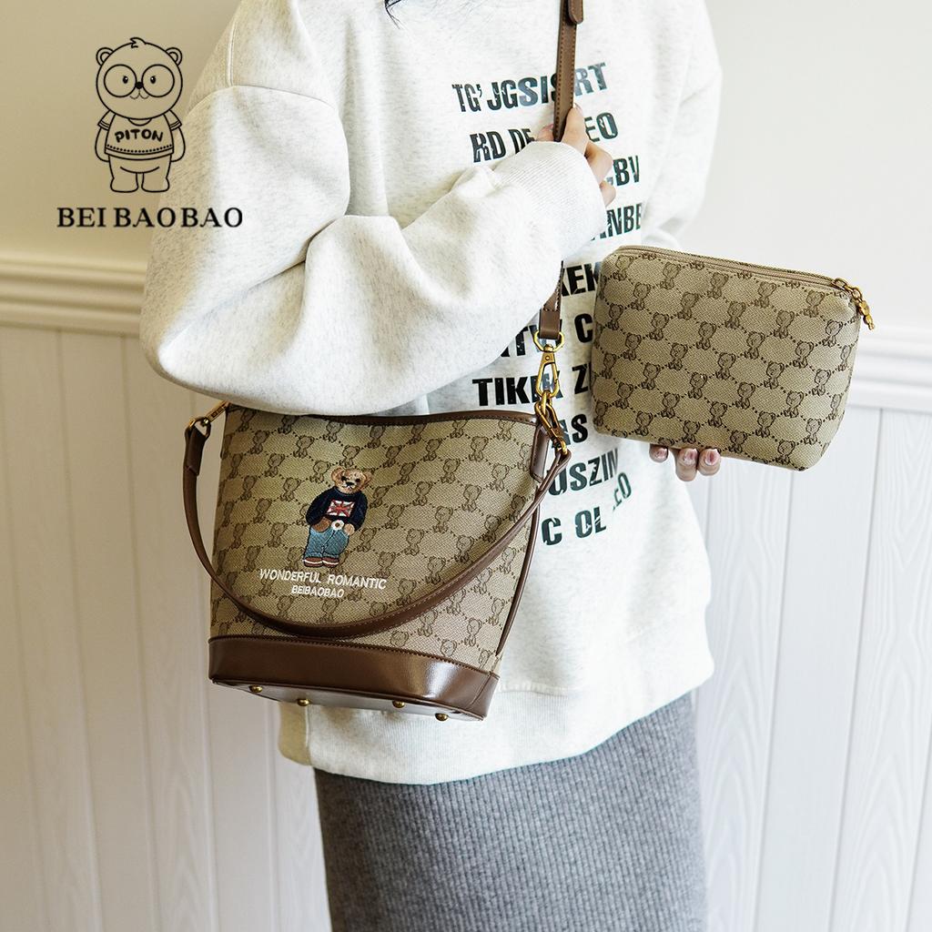 Сумка для матери и сына с вышитым медведем, маленькая сумка для отдыха на плече, простая женская сумка через плечо, новая мода