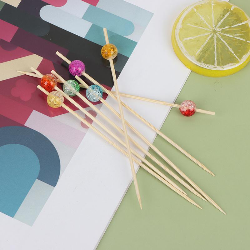 100 шт. разноцветных бусин бамбуковые палочки для фруктов для украшения коктейль салат закуски сэндвич шведский стол зубочистки фонтан свадьба вечеринка