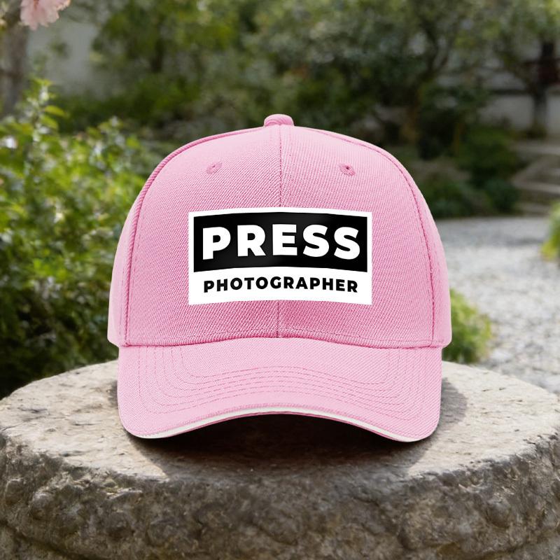 Unisexs Womens Personalized Baseball Cap with PRESS PHOTOGRAPHER Alphabet Black Breathable Outdoor Casual Hat
