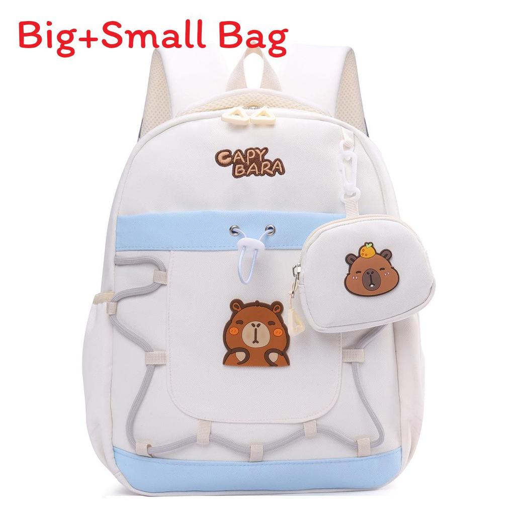Capybara Childrens Cartoon Style Nylon Backpack With Lightweight Design For School Use