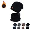 Winter Warm Knitted Hat Outdoor Cold-proof Velvet Hat Scarf Set Riding Ear Protection Wool Hat