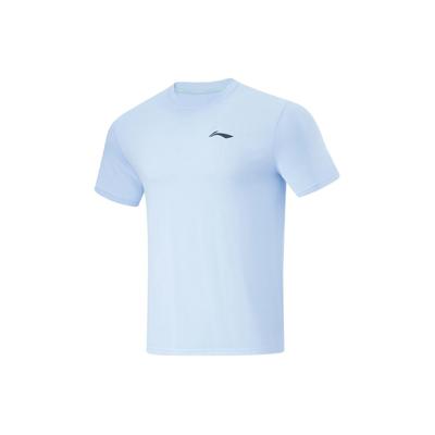 Футболка Li Ning Running Series с круглым вырезом, однотонная, дышащая, с коротким рукавом, мужская, небесно-голубая, ATSU195-3