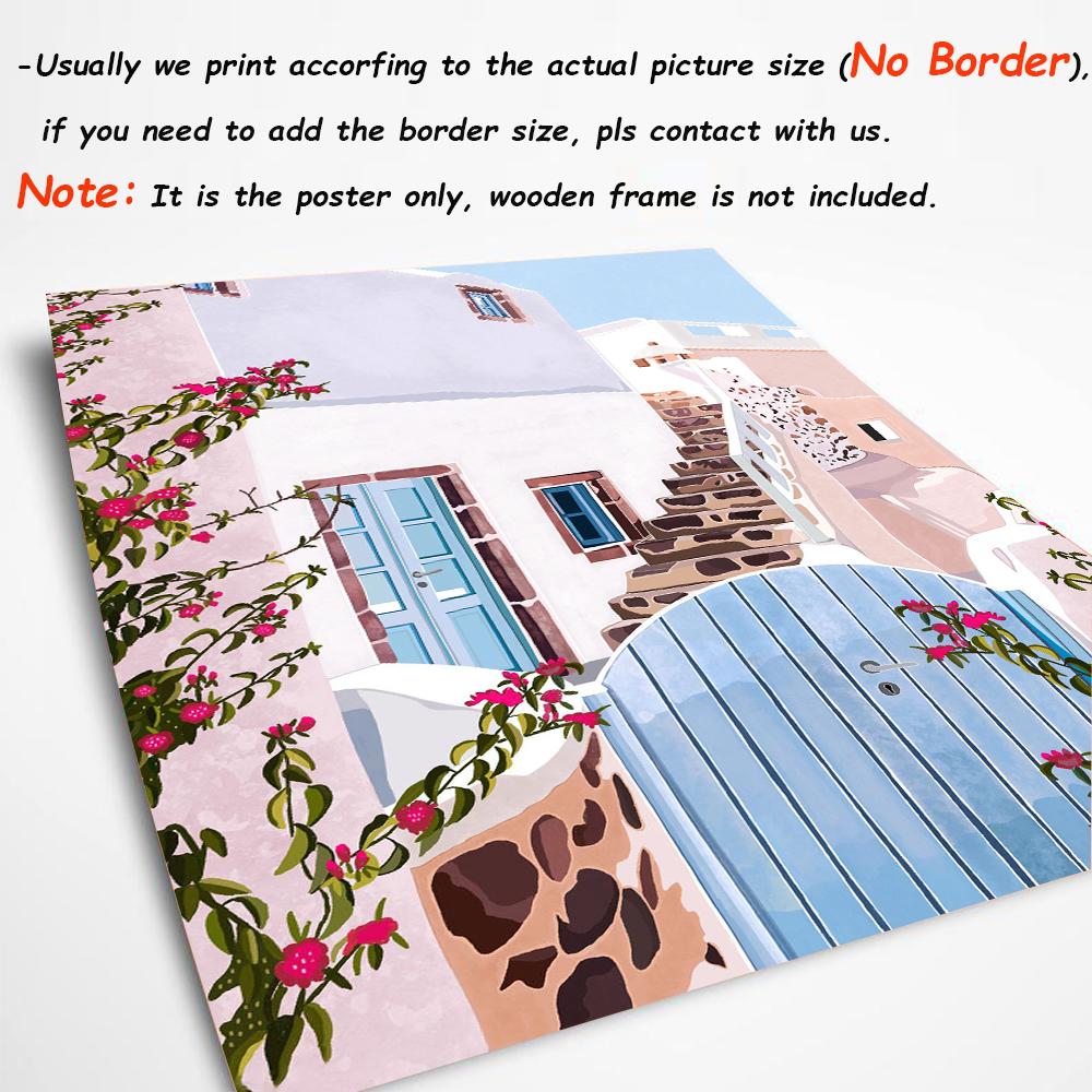 Travel Greek Posters Ocean Canvas Painting Nordic Floral Plant Art Prints Modern Beach Wall Pictures For Living Room Home Decor