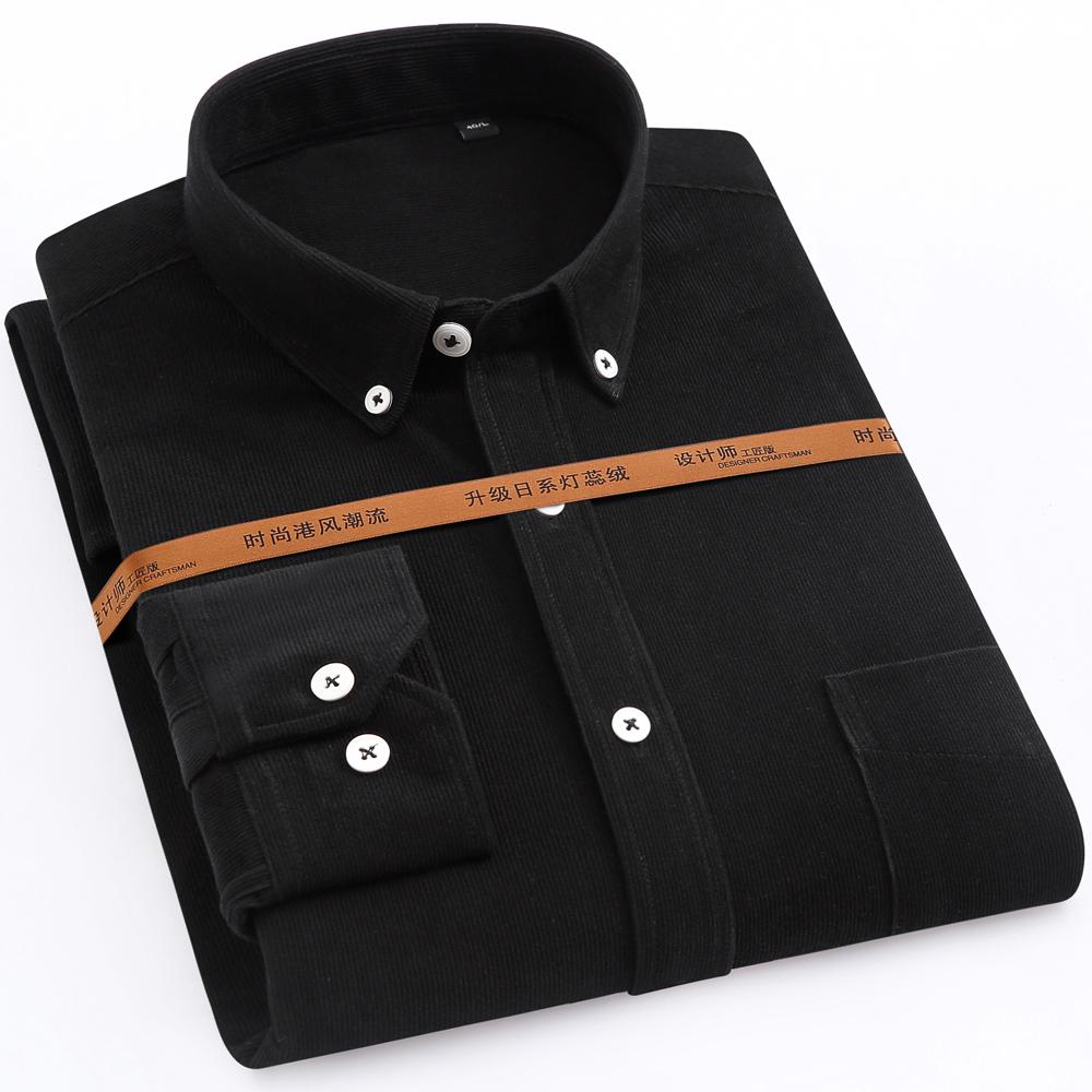 Весенне-осенние повседневные вельветовые рубашки с длинными рукавами, удобная мягкая мужская рубашка на пуговицах стандартной посадки