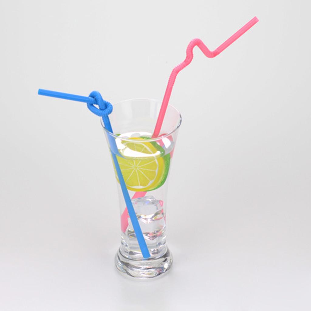 Flexible  Party Disposable Plastic Drinking Straws - Assorted Colors 100PCS