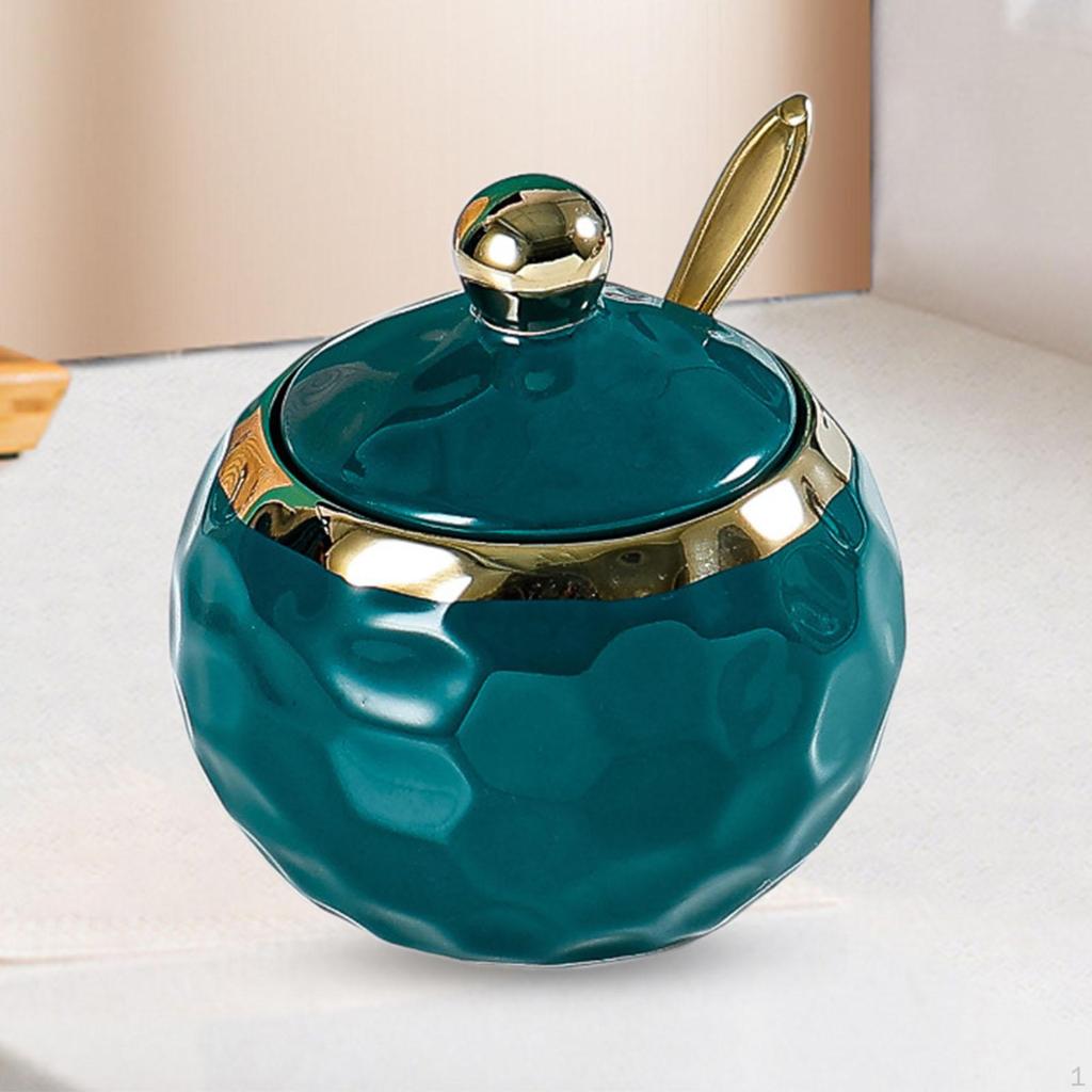 Ceramic Sugar Bowl Condiment Jar Salt Container Pot for Countertop