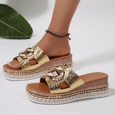 Шлепанцы на толстой подошве женские летние для улицы 2025 новые на танкетке, высококлассные для улицы, красивые, крутые шлепанцы летние с юбкой, полушлепанцы