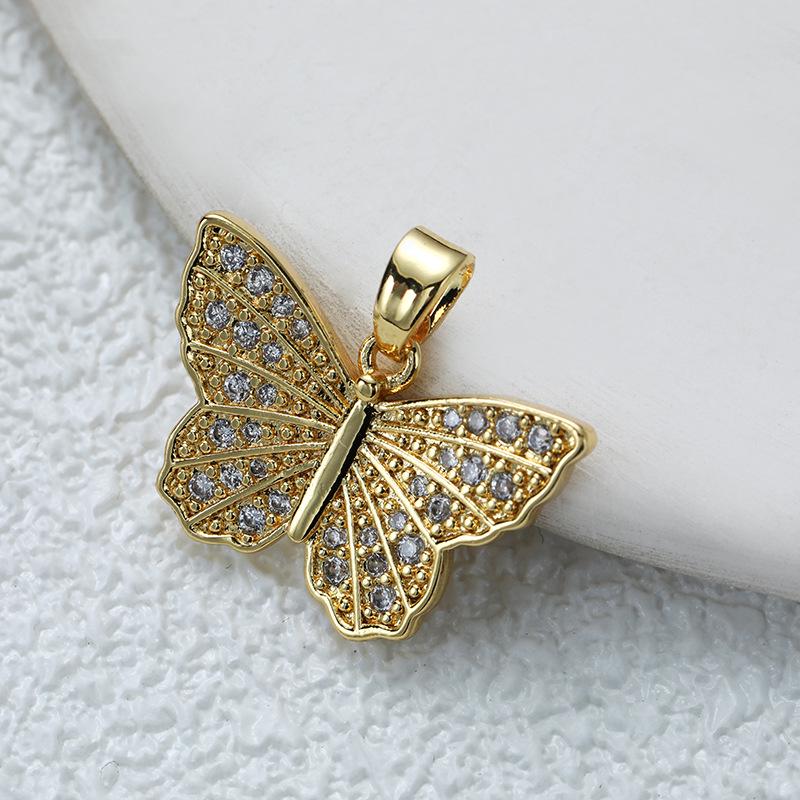 Подвеска-бабочка из позолоченной меди с цирконием для самостоятельного изготовления украшений