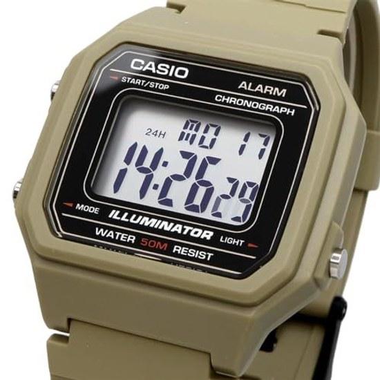 Стандартные цифровые мужские часы CASIO W-217H-5AV Хаки Зарубежная модель