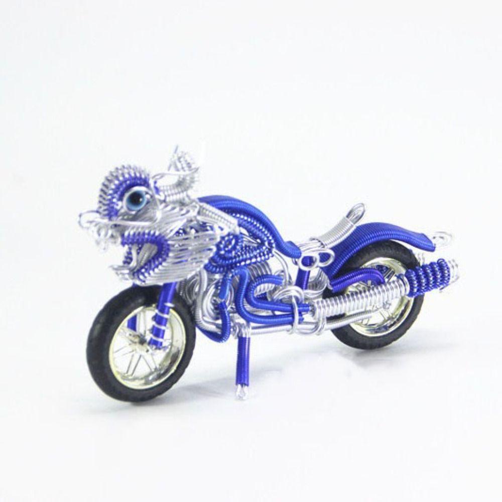 Statue Woven Motorcycle Sculpture Aluminum Wire Dragon Motorcycle DIY Toys Desktop Decorative