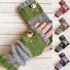 1 Pair Extended Wrist Stretchy Women Gloves Comfy Embroidery Bird Crochet Fingerless Gloves Wrist Warmers Gloves