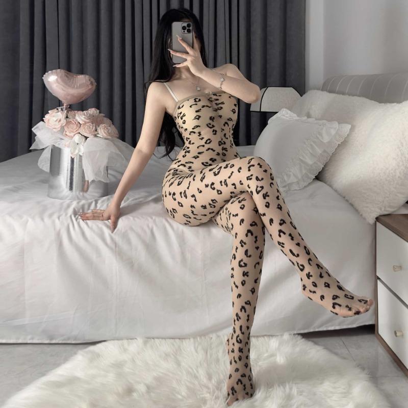 Sexy Onesie Leopard Print High Waist Tight Women's Clothing New Printed Halter Suspenders Play Pure Passion Women