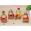 Recycled Martial Rajasthani Standing Dolls Tealight Candle Holder, Multicolor (2 Pair)(4 Candle Holders)