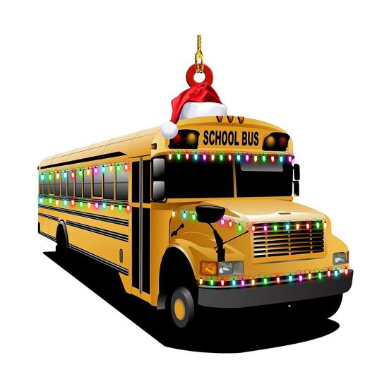 Christmas Vehicle Ornament Acrylic Truck Tractor Airplane Christmas Tree Ornament for Holiday Party Decoration