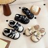 Cute Girls Boys Baotou Sandals Bow Peep-toe 2025 New Soft Beige Kids Princess Shoes Casual Sandals Cute Children Shoes Non-slip