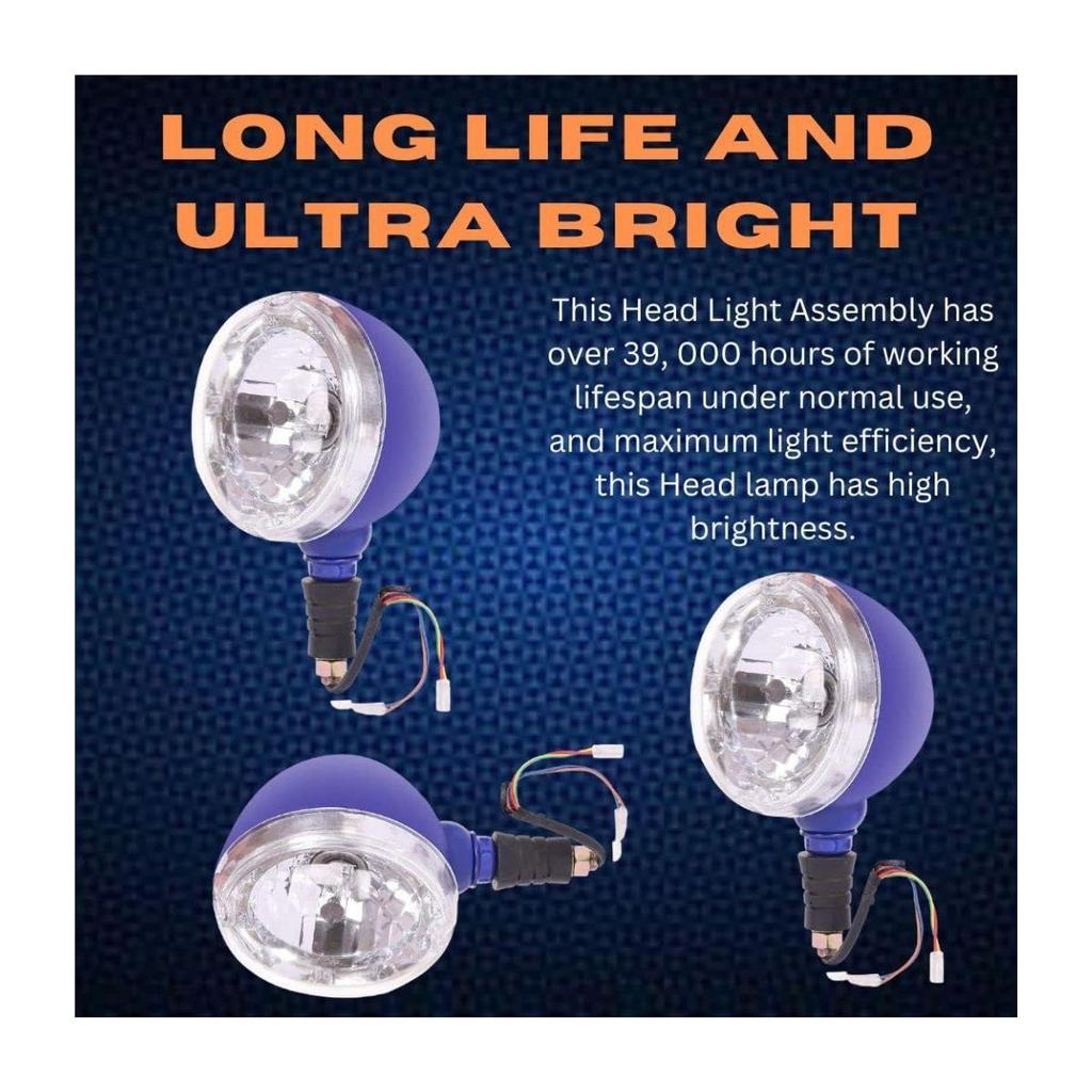 LED Headlight Assembly Pair – Super Bright 12V Tractor Lights for Ford & Farmtrac 45, 50, 60, 6055, 6045, 6090 Glass Headlamps